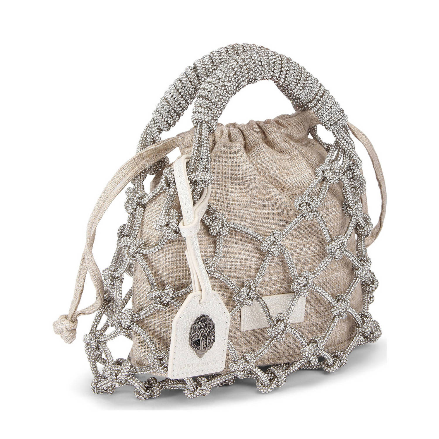 Kurt Geiger handtas Macrame Crystal beige zilverkleurig