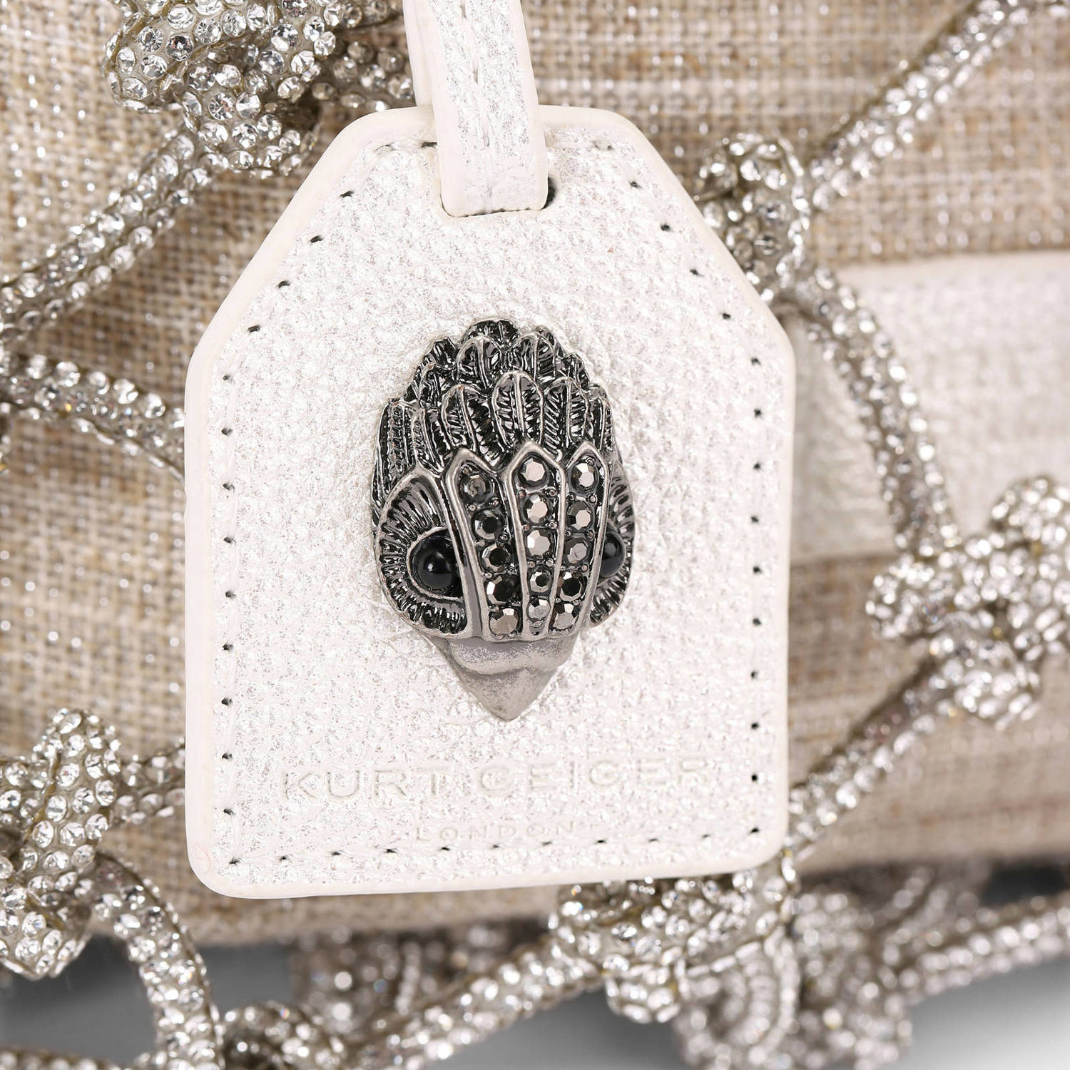 Kurt Geiger handtas Macrame Crystal beige zilverkleurig