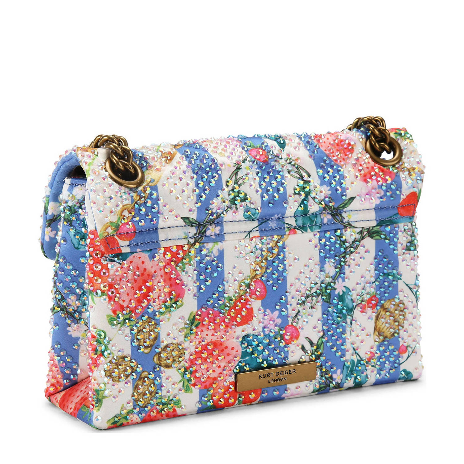 Kurt Geiger crossbody tas Fabric Mini Kensington blauw roze