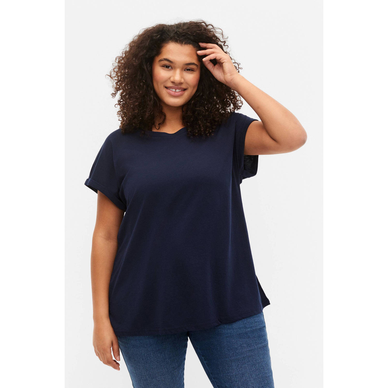 Zizzi T-shirt donkerblauw