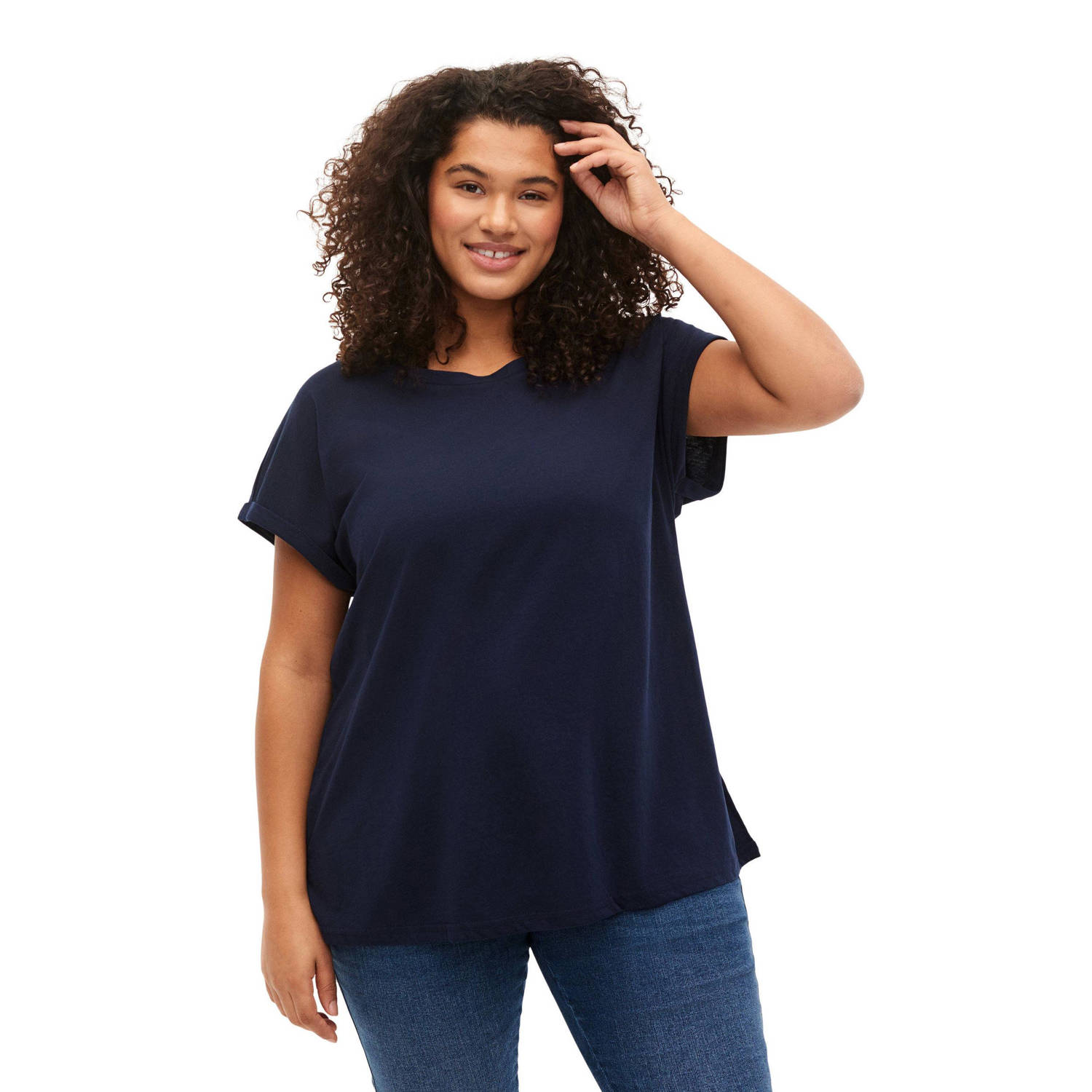 Zizzi T-shirt donkerblauw