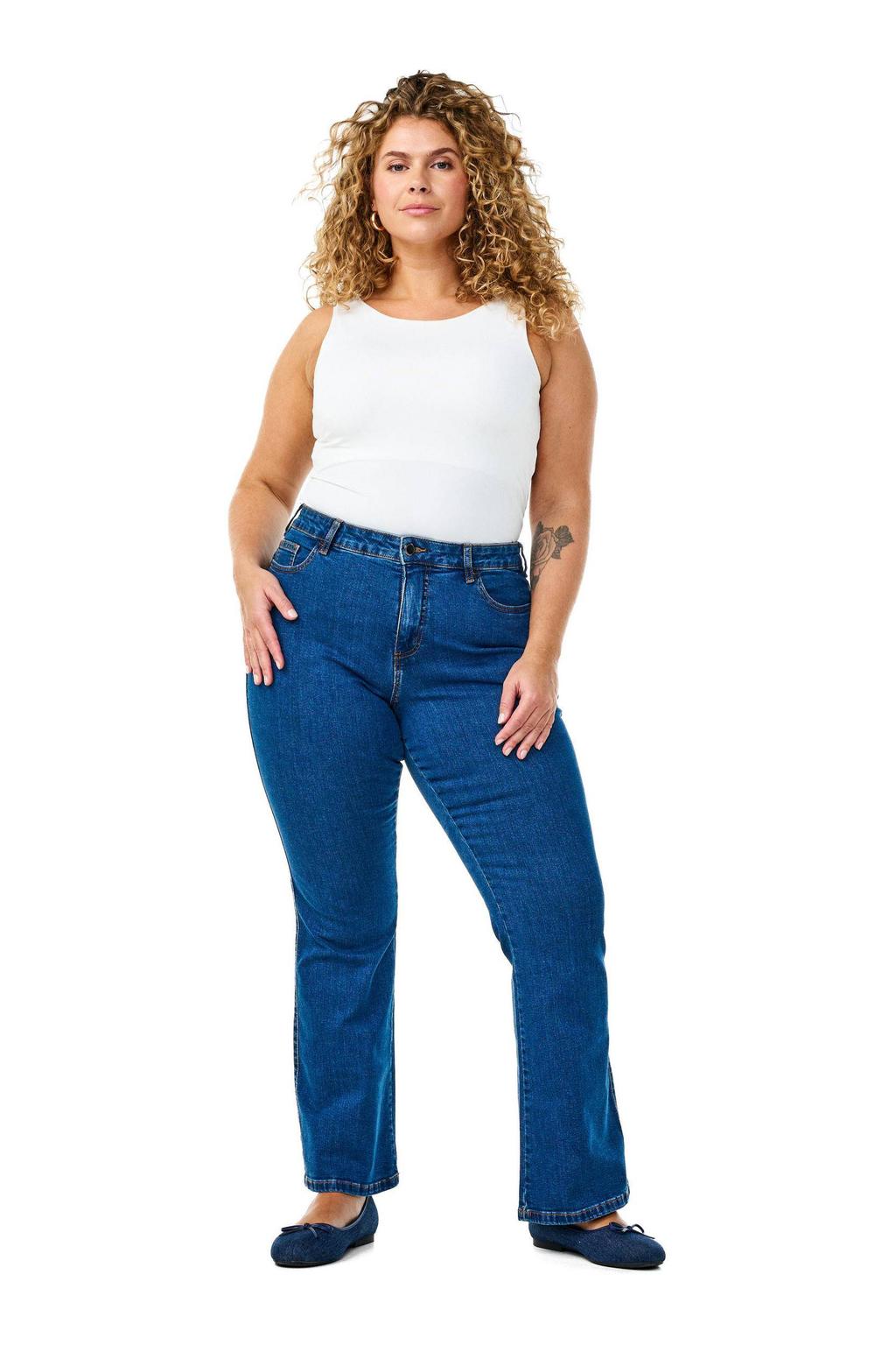 Zizzi high waist bootcut jeans dark blue denim