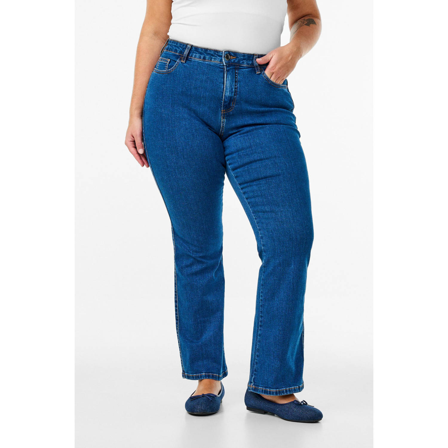 Zizzi high waist bootcut jeans dark blue denim