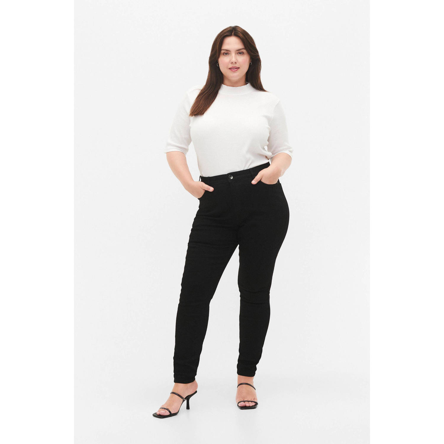 Zizzi high waist skinny jeans zwart