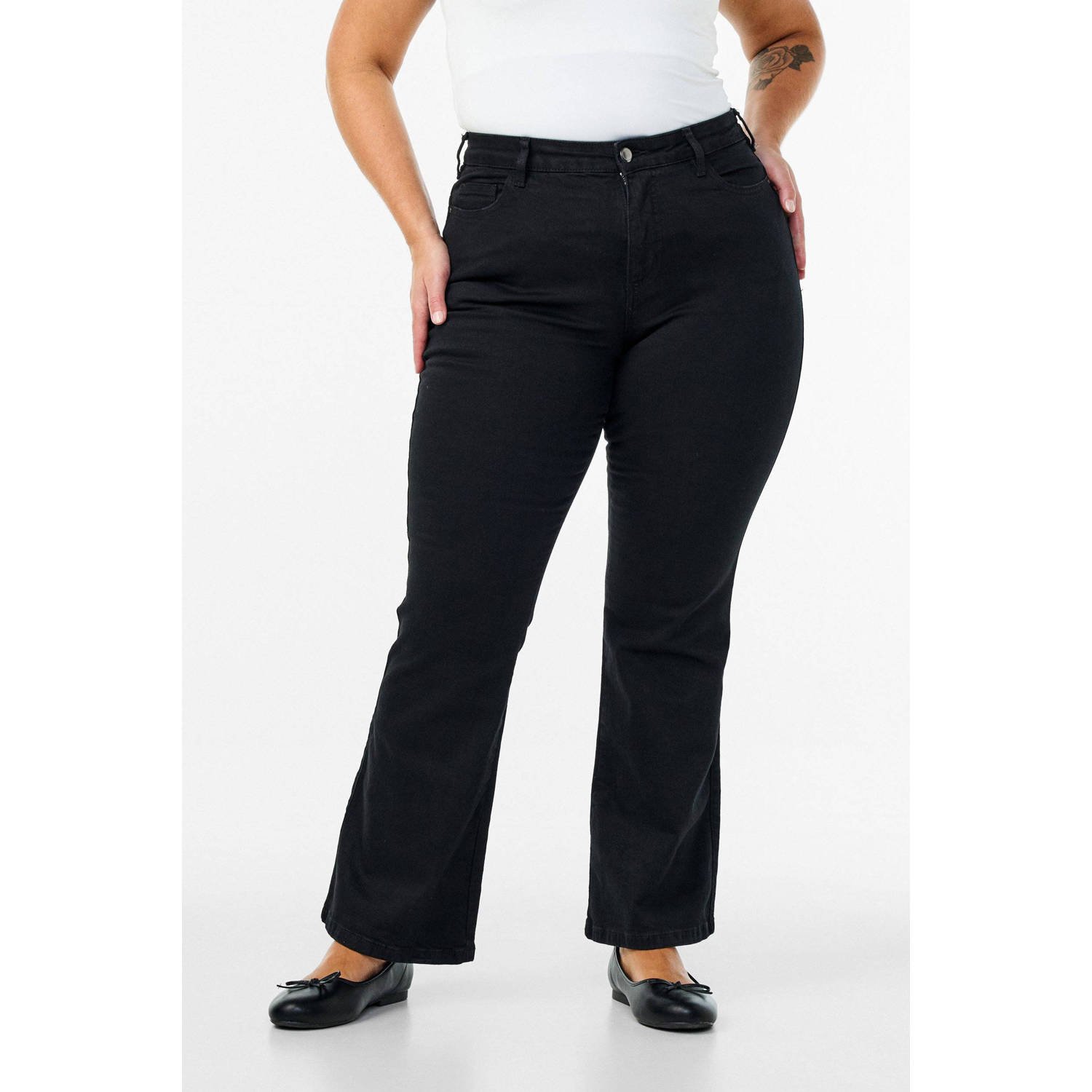Zizzi high waist bootcut jeans zwart