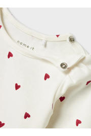 thumbnail: NAME IT BABY romper NBFDHEART met hartjesprint offwhite/rood