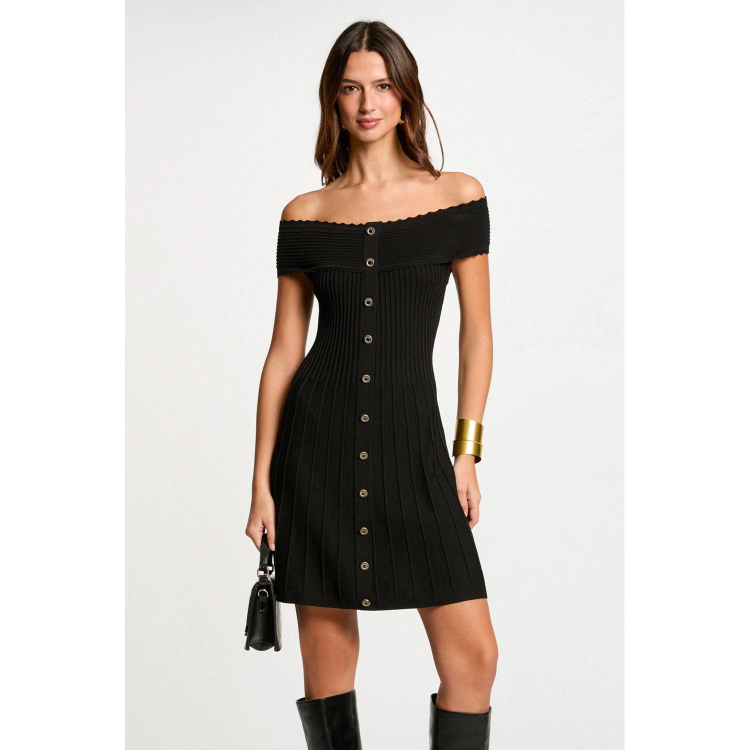 Morgan off shoulder jurk zwart