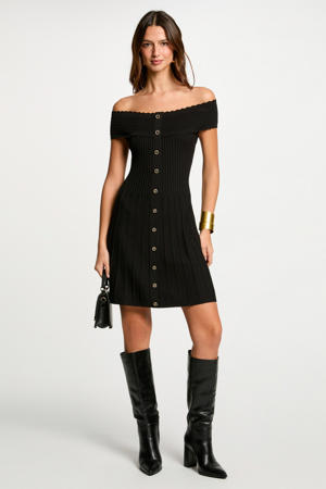 off shoulder jurk zwart