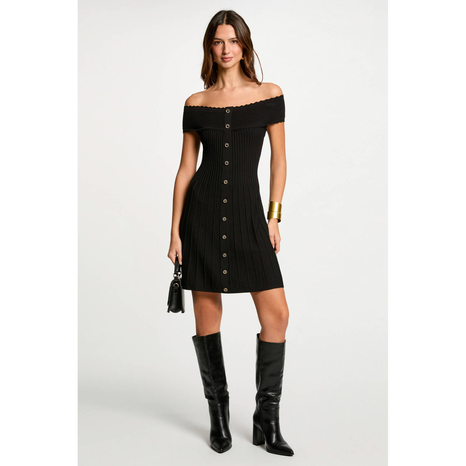 Morgan off shoulder jurk zwart