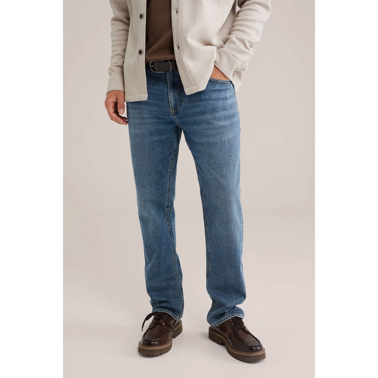 WE Fashion Blue Ridge straight leg regular fit jeans mid blue
