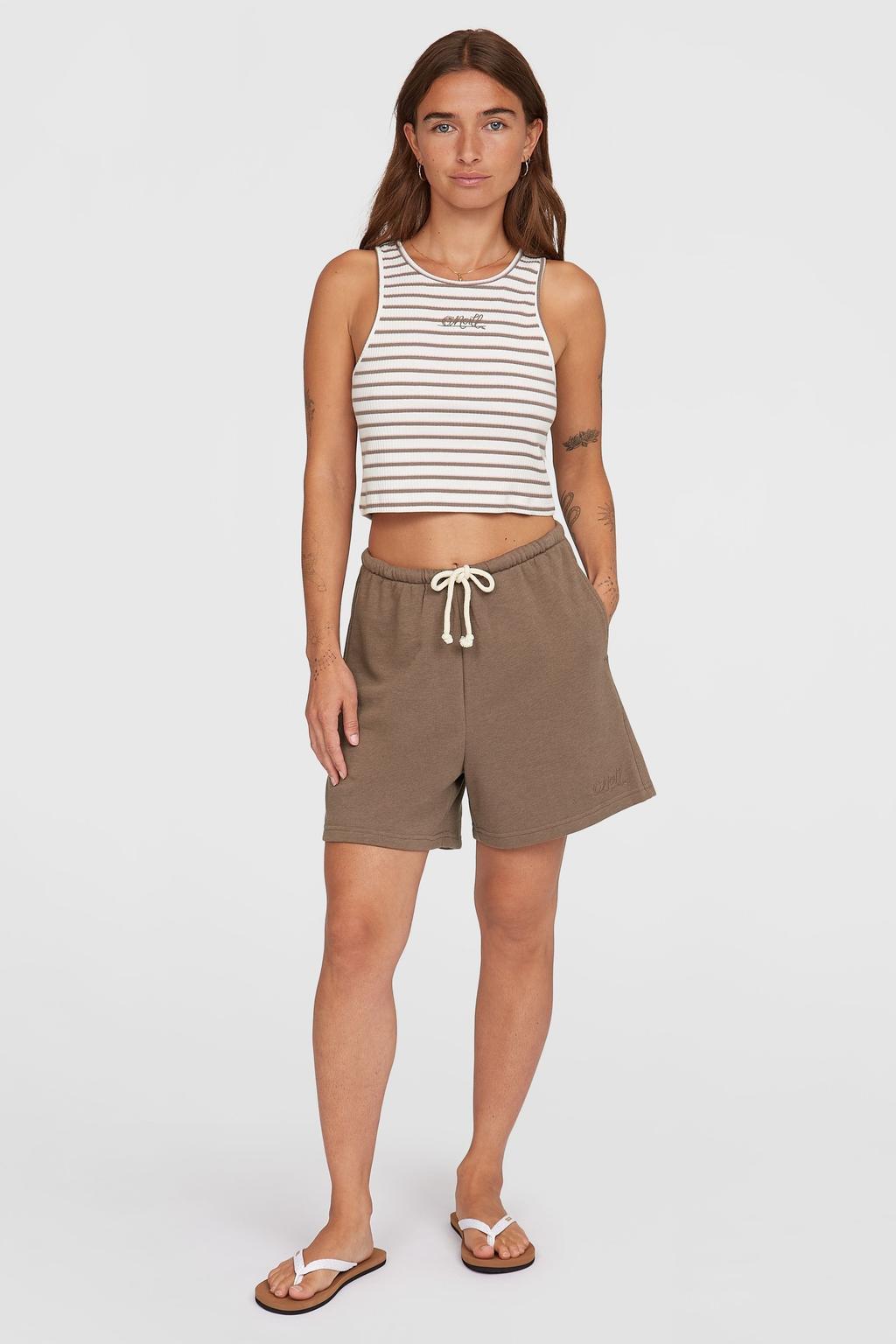 Bruine dames O'Neill regular waist sweatshort met loose fit, elastische tailleband en effen