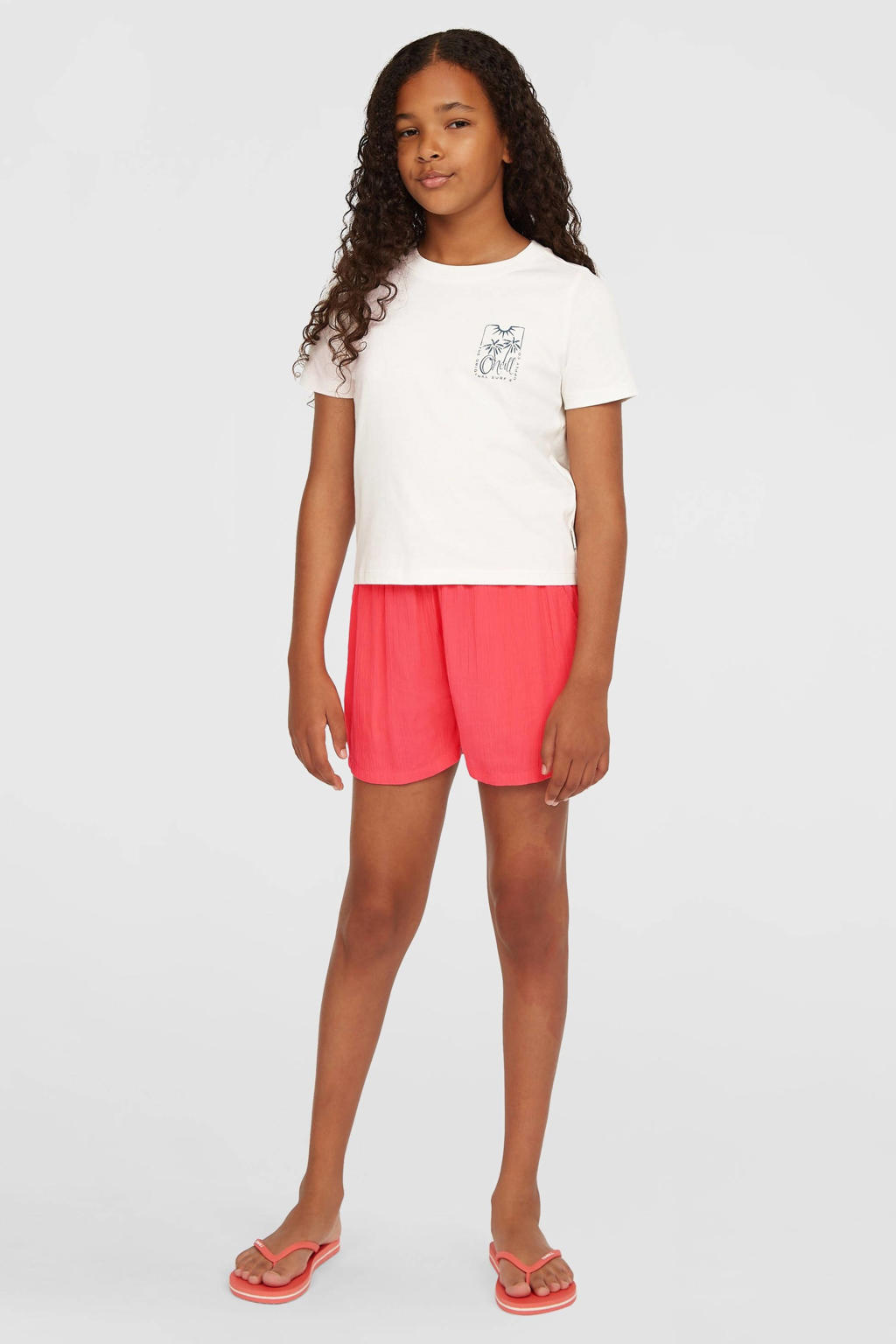 Witte meisjes O'Neill T-shirt van katoen met backprint, korte mouwen en ronde hals