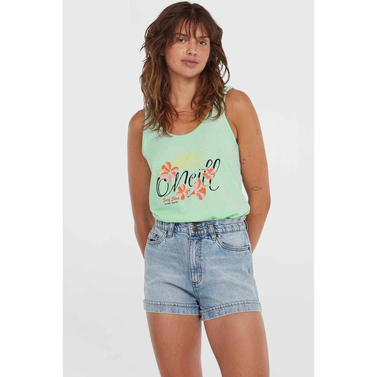 O'Neill slim high waist denim short medium blue denim