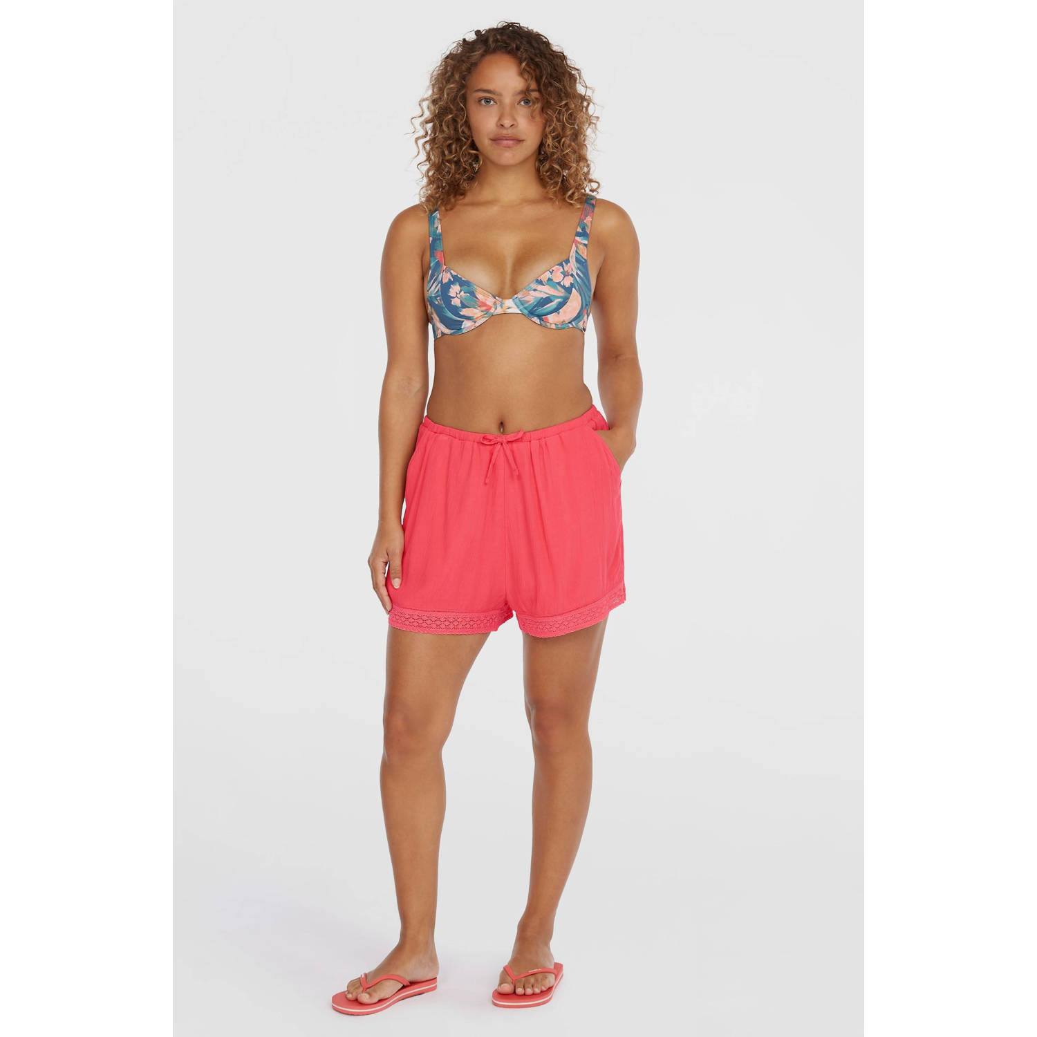 O'Neill wide leg high waist casual short roze broderie