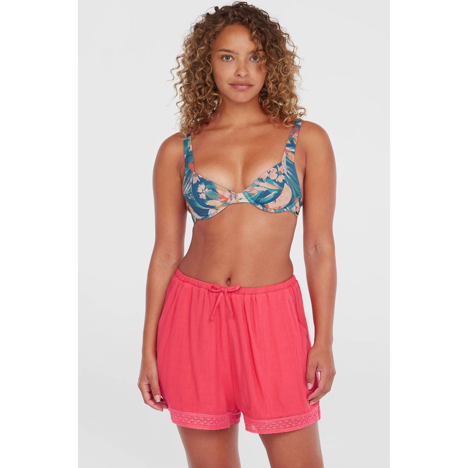 O'Neill wide leg high waist casual short roze broderie