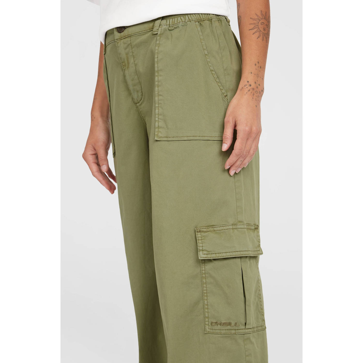 O'Neill wide leg regular waist cargo broek kaki