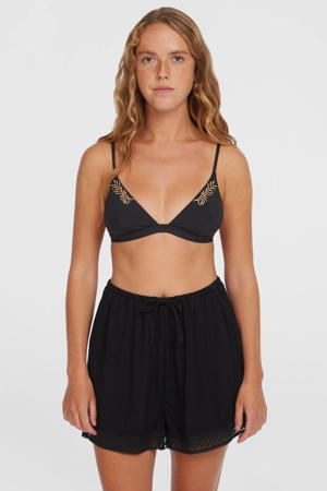 regular high waist casual short zwart broderie
