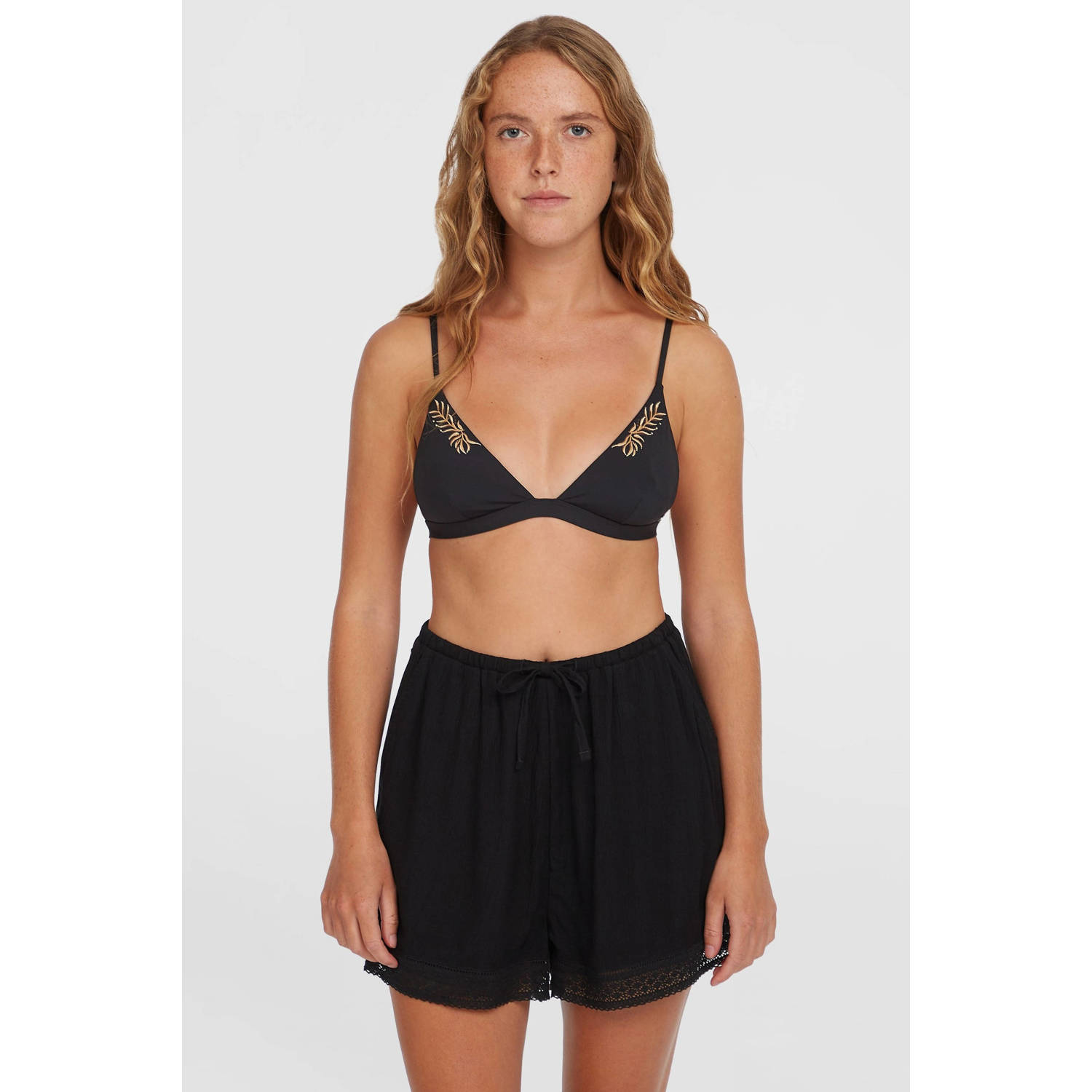 O'Neill regular high waist casual short zwart broderie