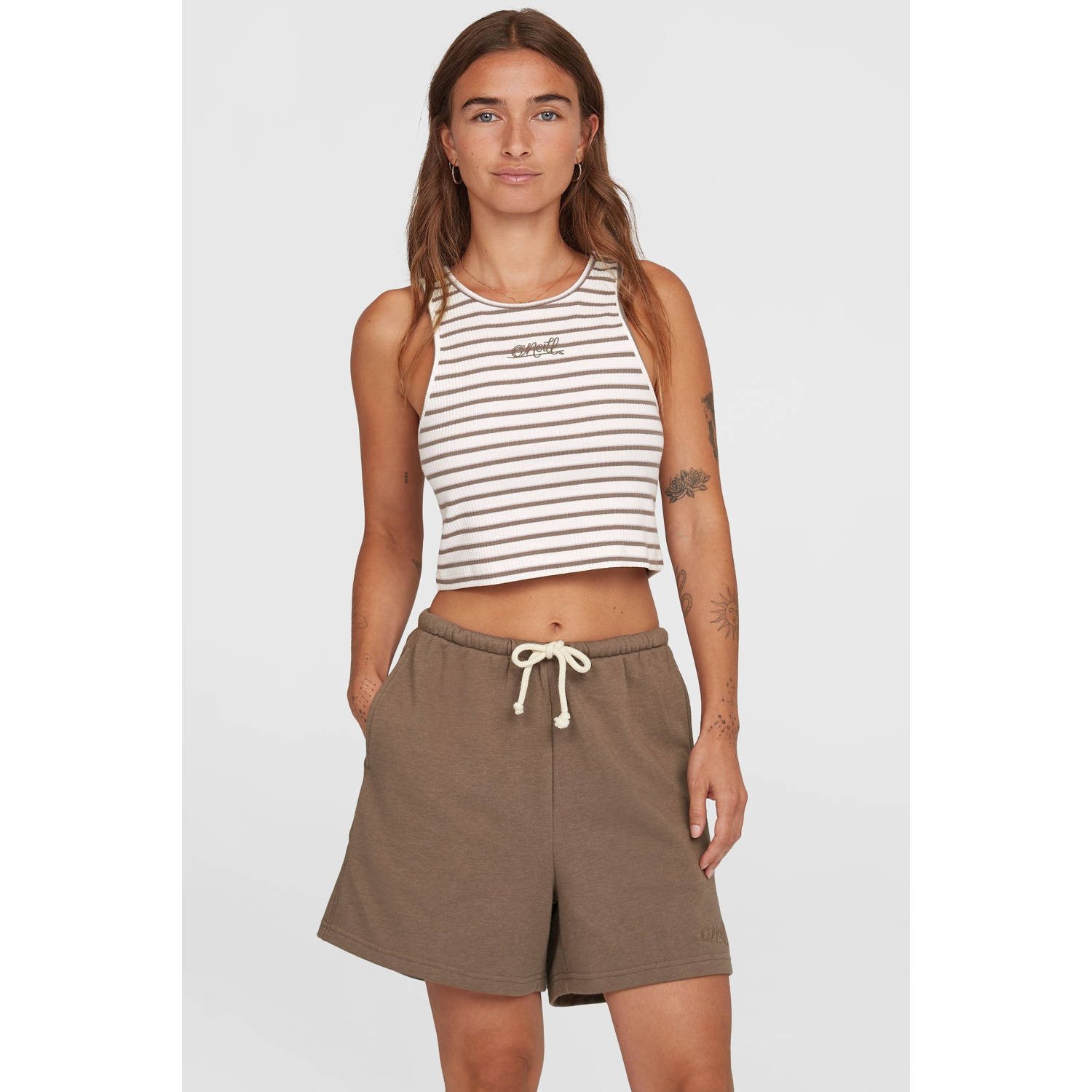 O'Neill cropped top ecru rib gebreid