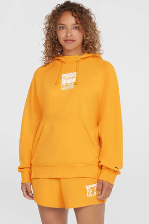 hoodie oranje met backprint