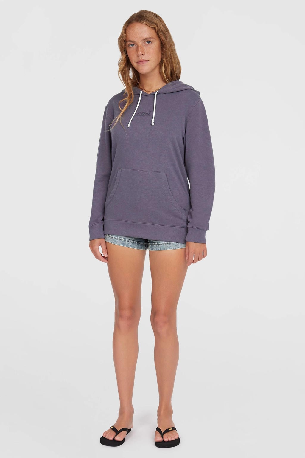 Donkerpaarse dames O'Neill hoodie van sweat materiaal met effen, lange mouwen en capuchon