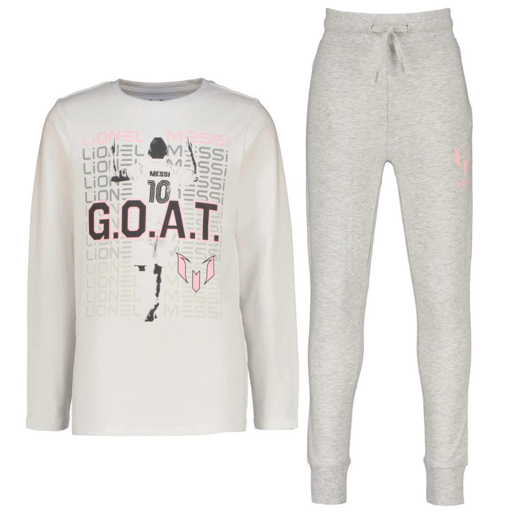 Messi pyjamaset wit/grijs melange