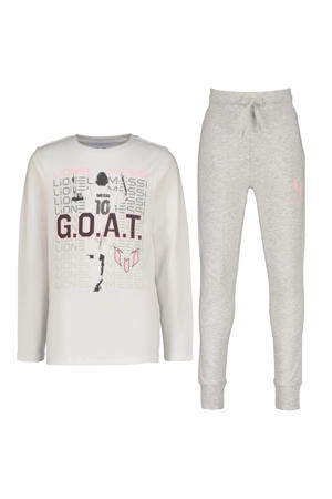 pyjamaset wit/grijs melange