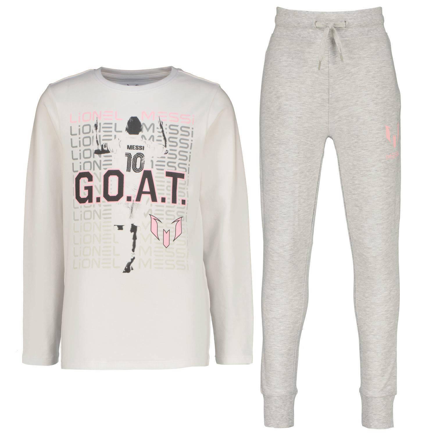 Messi pyjamaset wit grijs melange