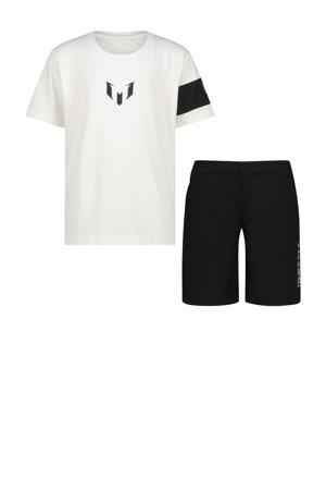 T-shirt + korte broek wit/zwart