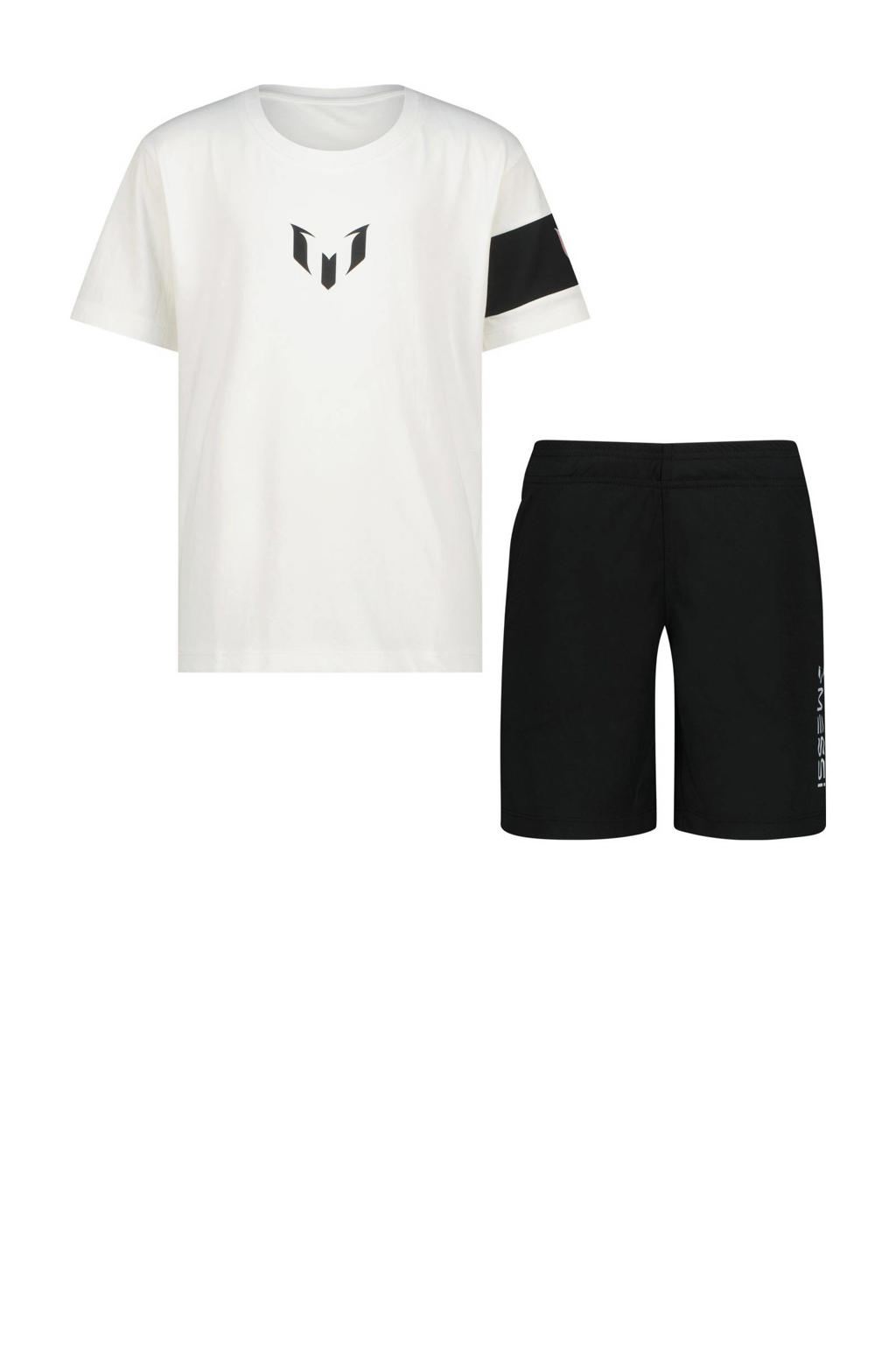 Messi T-shirt + korte broek wit/zwart