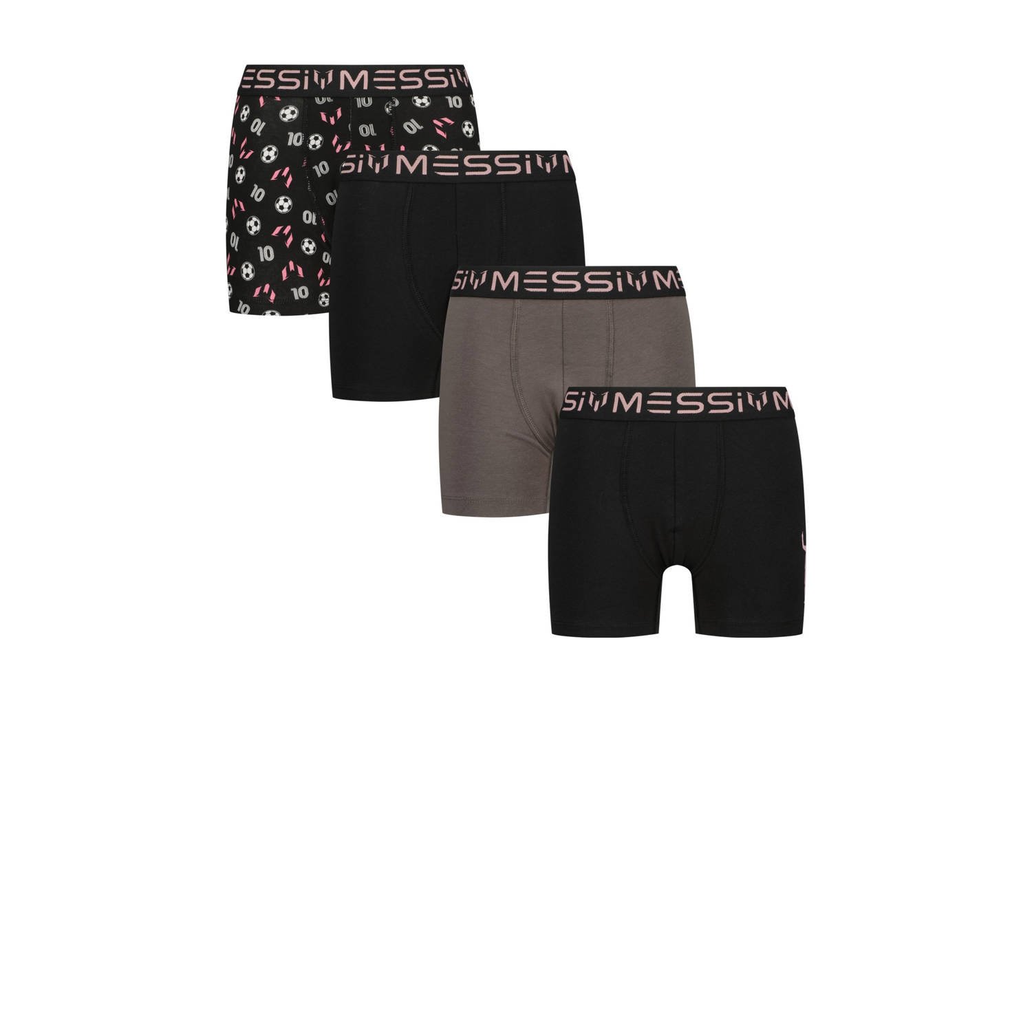 Messi boxershort set van 4 zwart roze