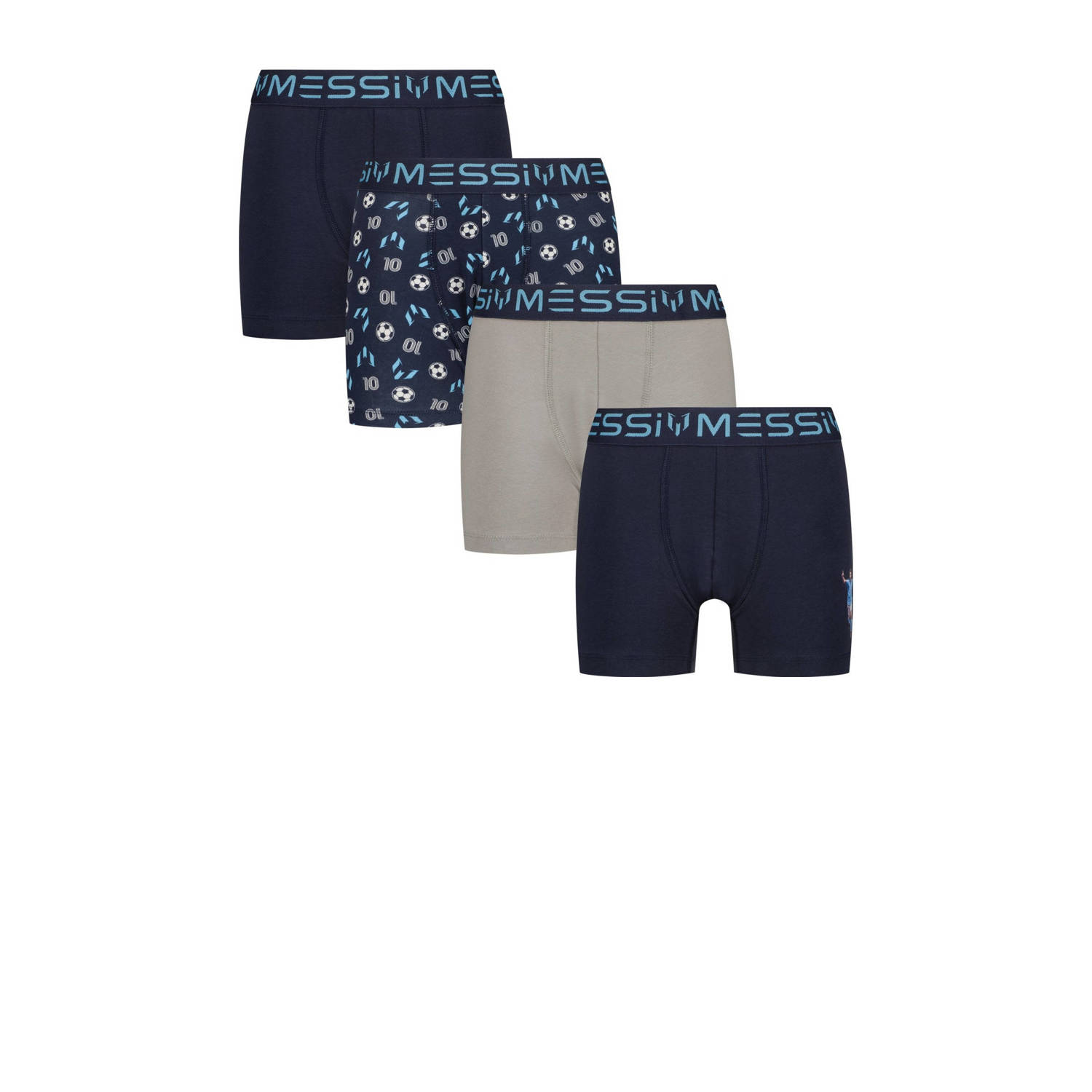 Messi boxershort set van 4 donkerblauw grijs