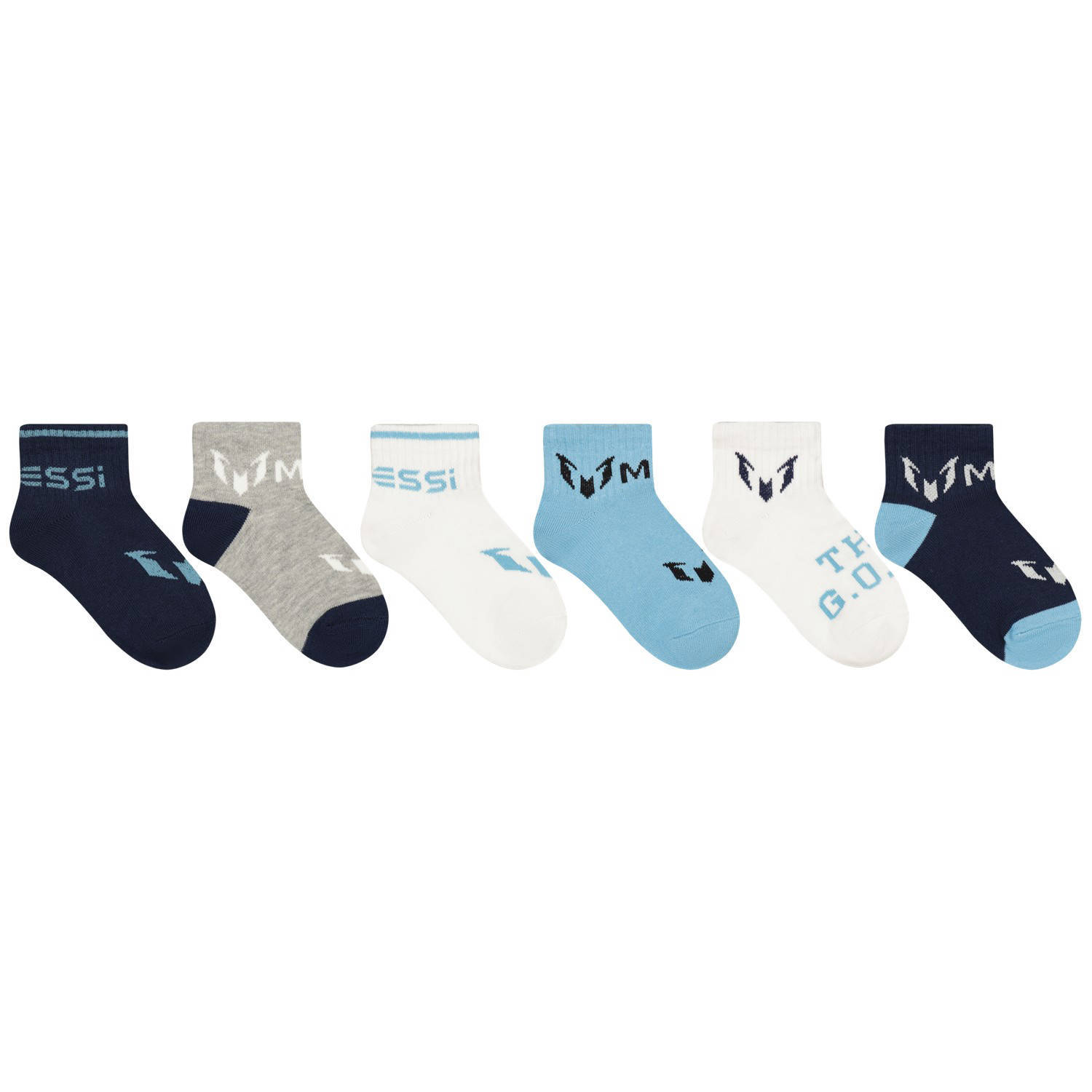 Messi sokken set van 6 donkerblauw blauw wit