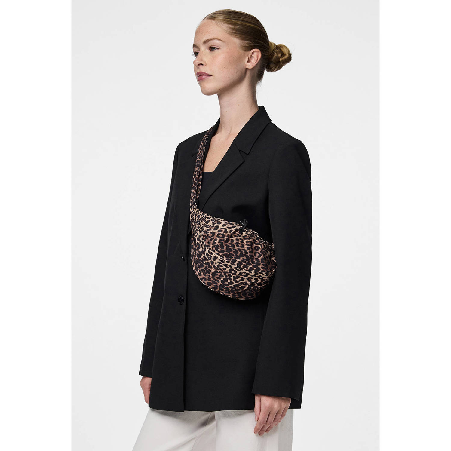 PIECES crossbody tas PCSONAJA met panterprint bruin