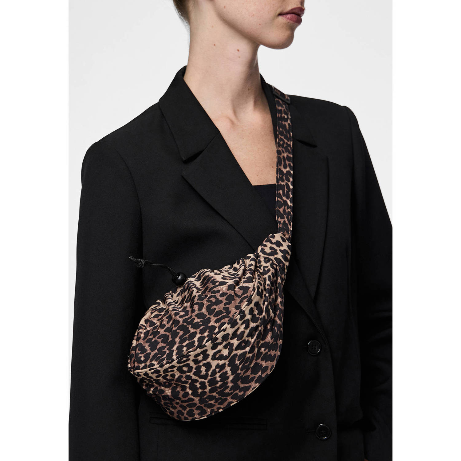 PIECES crossbody tas PCSONAJA met panterprint bruin