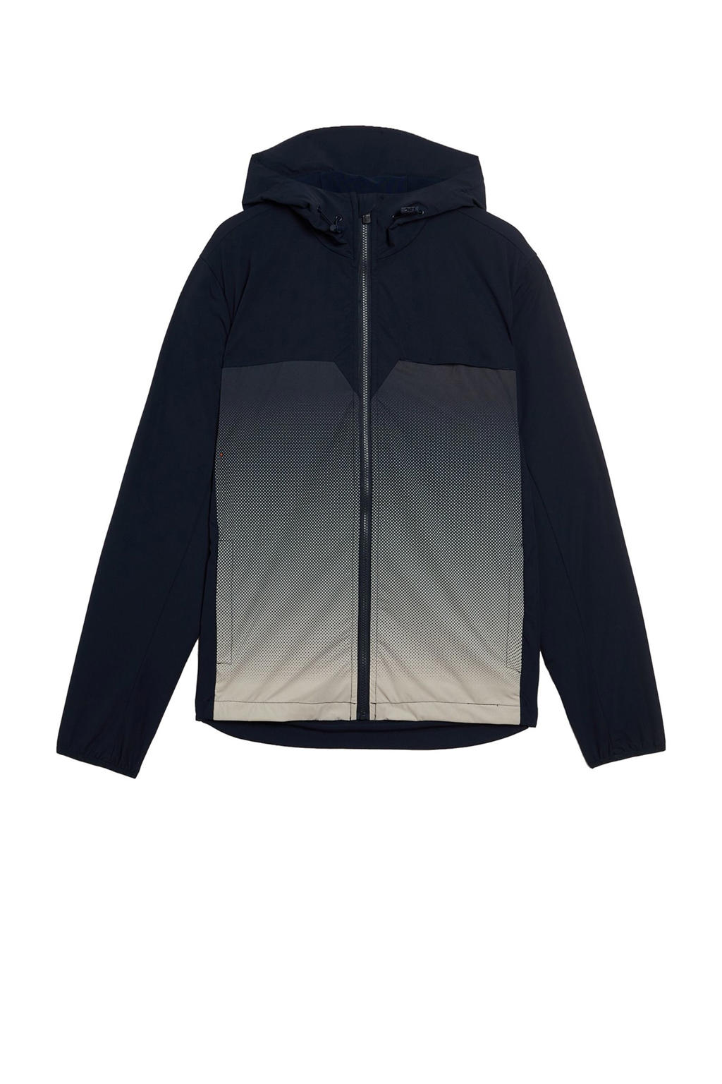 Zwart en beige heren Lyle & Scott jas van polyester met effen, lange mouwen, capuchon en ritssluiting