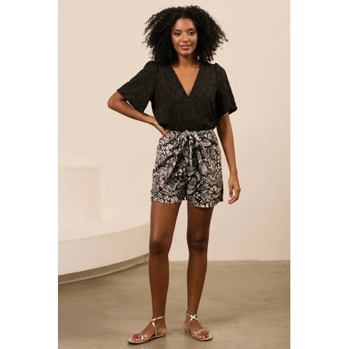 Lofty Manner wide leg regular waist casual short zwart afbeelding