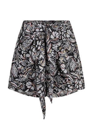 wide leg regular waist casual short zwart