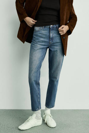 regular waist mom jeans medium blue denim