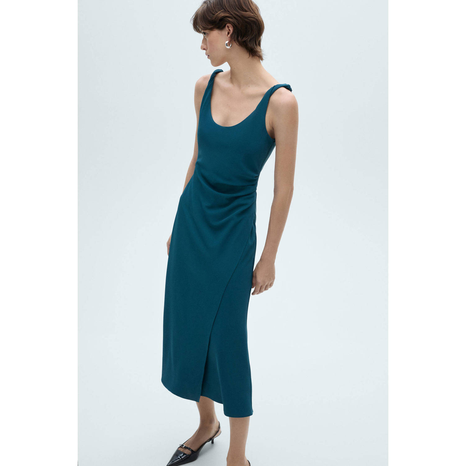 Mango midi jurk petrol