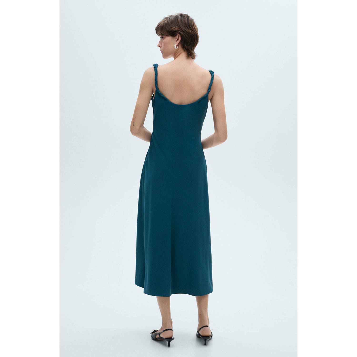 Mango midi jurk petrol