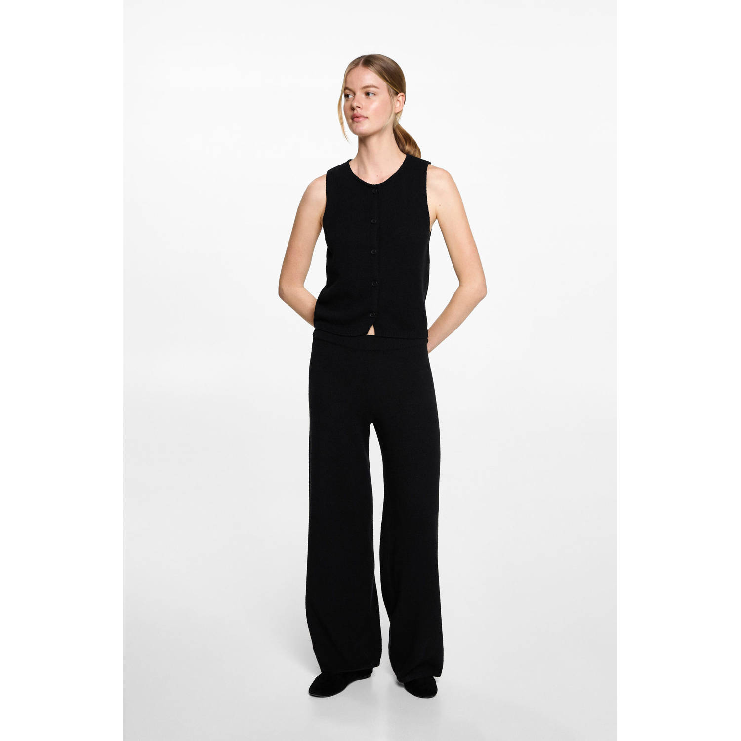 MANGO TEEN gebreid gilet zwart