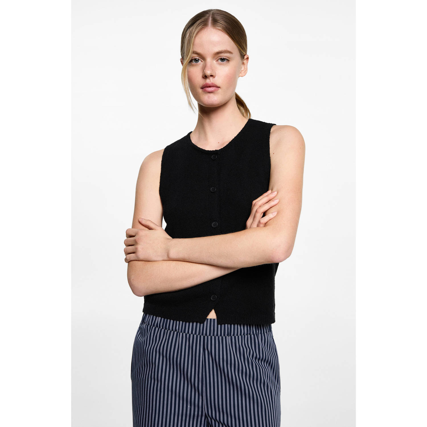 MANGO TEEN gebreid gilet zwart
