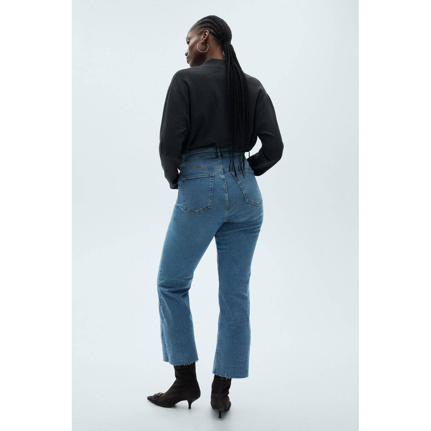 Mango regular waist flared jeans medium blue denim