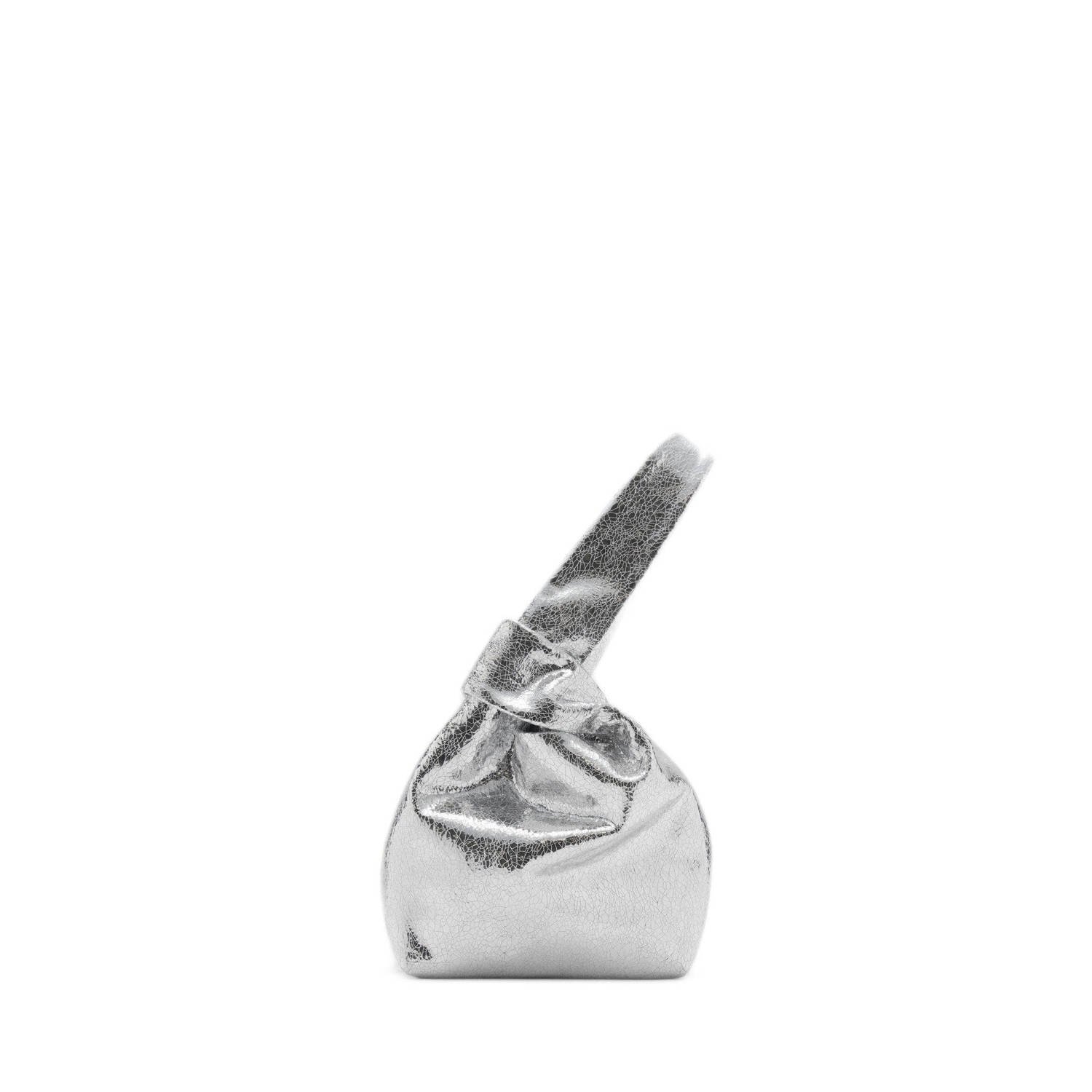Mango metallic handtas zilverkleurig