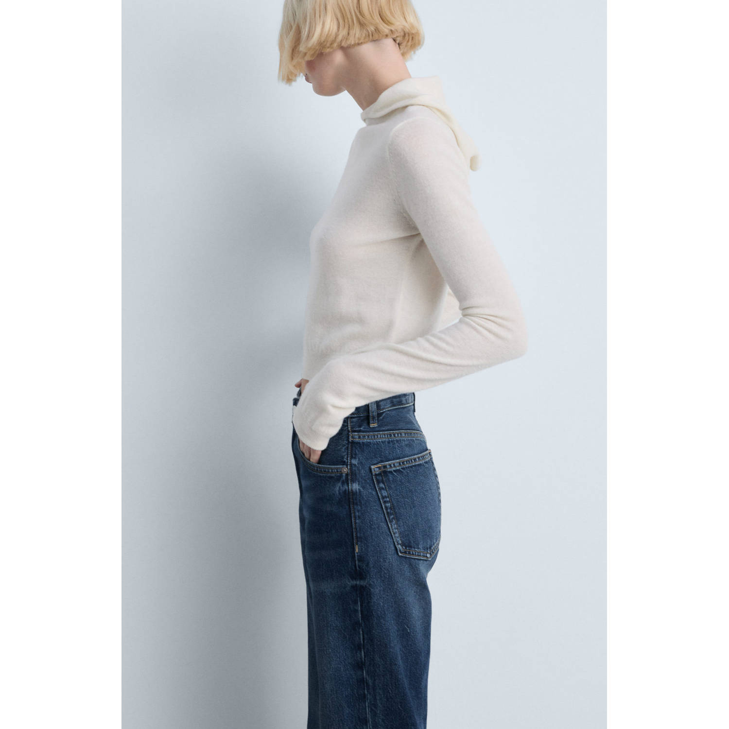 Mango high waist dark blue denim