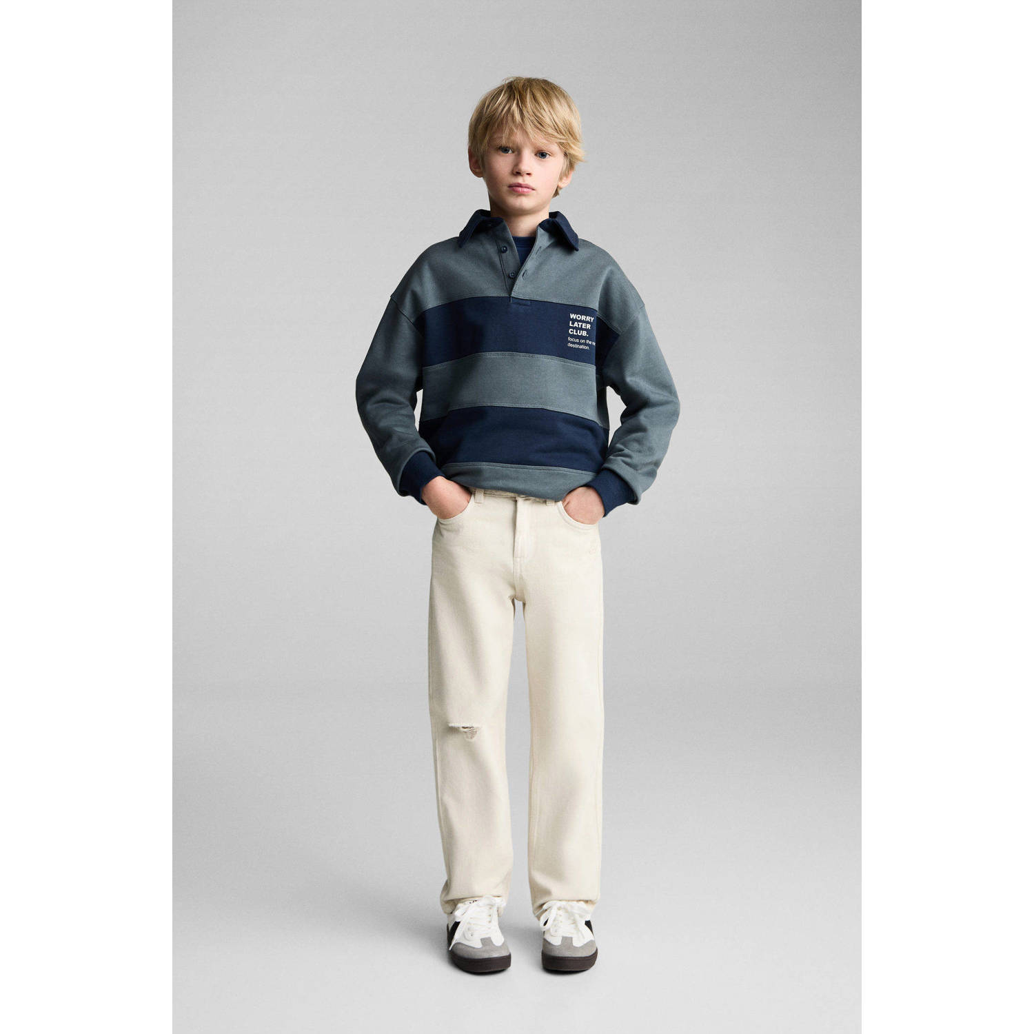 Mango Kids relaxed regular waist loose fit jeans beige