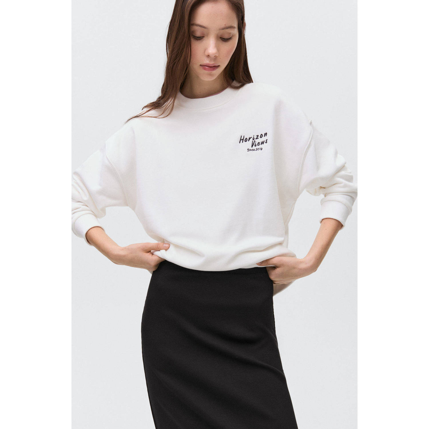 MANGO TEEN maxi rok rib gebreid zwart