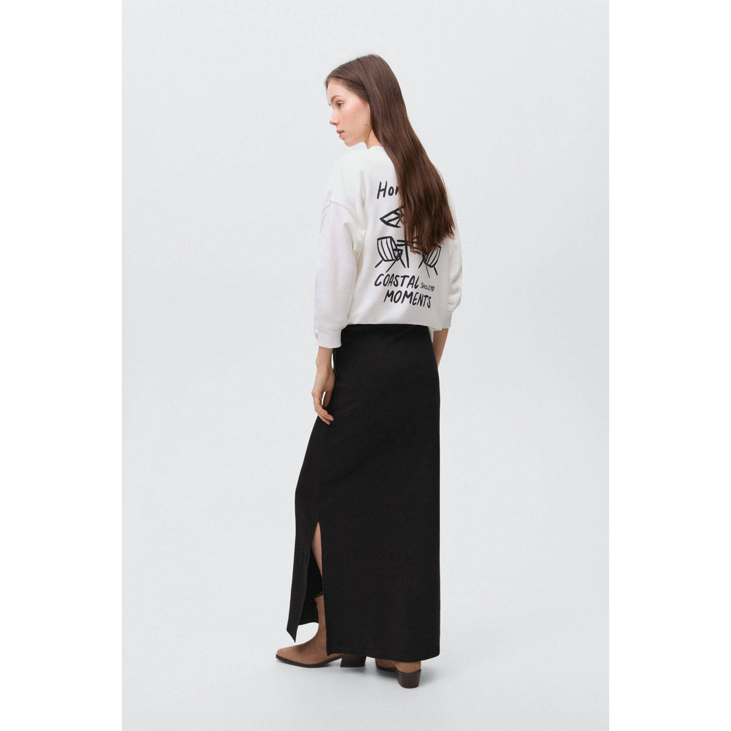 MANGO TEEN maxi rok rib gebreid zwart