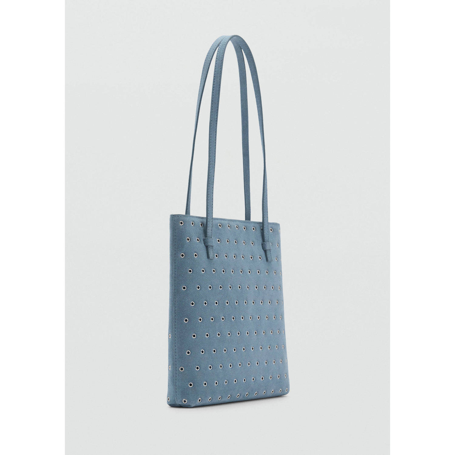 Mango suede shopper blauw